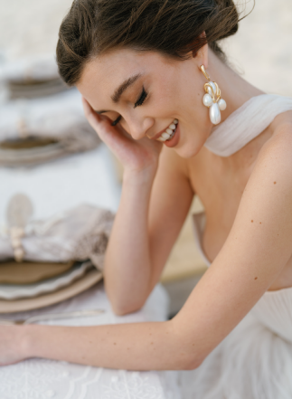 A bride at the wedding venue