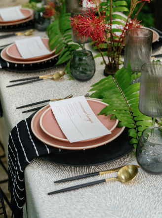 Table setting by a luxury wedding planner in LA