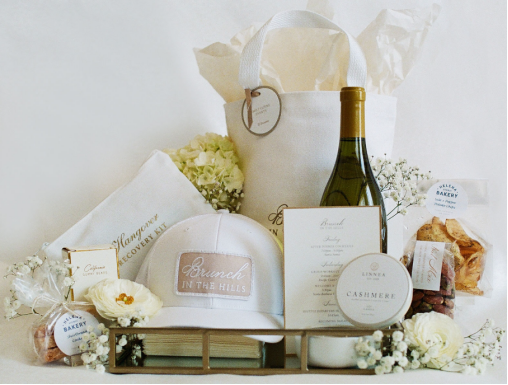 A curated set of giveaways for a destination wedding
