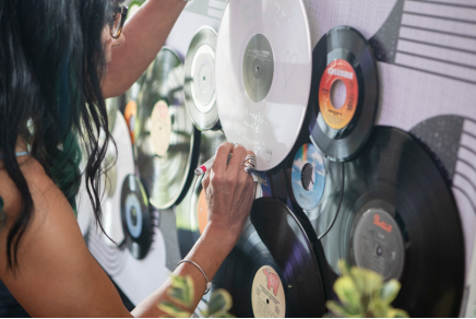 A message wall installed by luxury wedding planners as an entertainment activity for guests