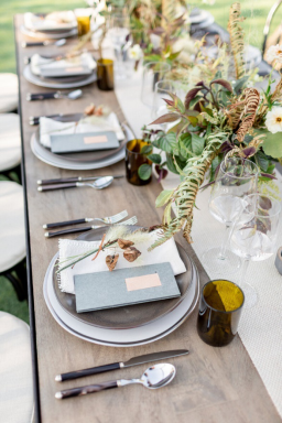 Elegant table setting at a luxury wedding.