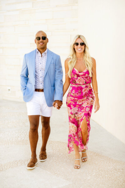 A couple at their rehearsal dinner