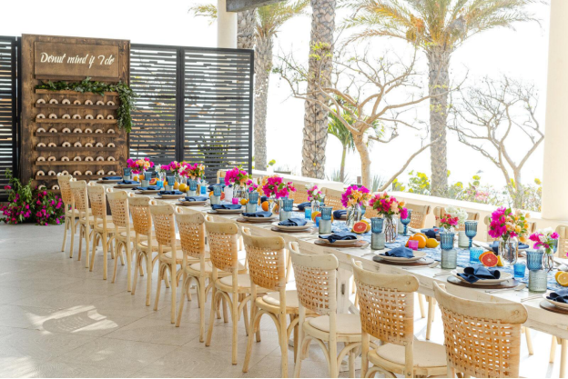 A beautifully decorated table at a send-off brunch