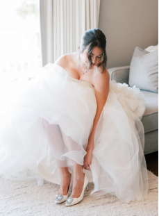 A bride posing before her wedding.