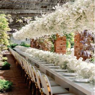 Table set with flower arrangement