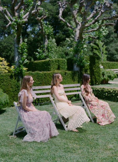 Wedding guests wearing coordinated outfits.