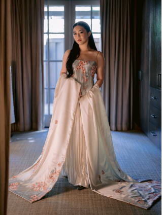 Bride wearing a couture dress