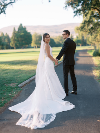 a bride and groom in Napa Valley.