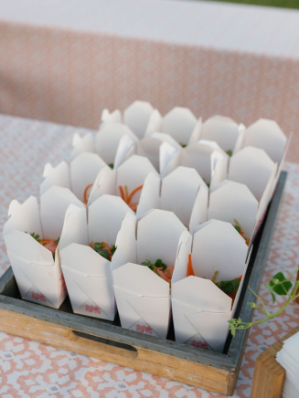 wedding food in a take-out box