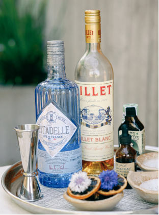 Signature cocktail ingredients displayed at a Chicago wedding reception