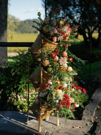a beautiful flower arrangement at a wedding