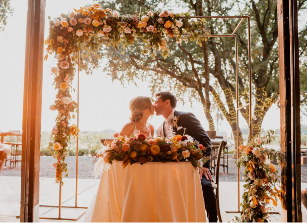 a bride and groom at their wedding reception