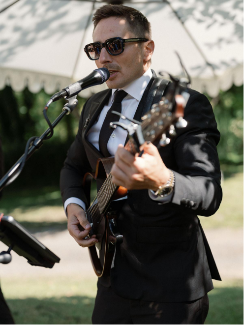 A musician plays live music at an event